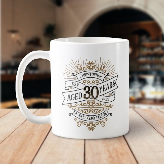 Caneca De Café Mens Funny Whiskey aniversário de 30 anos (Criador carregado)