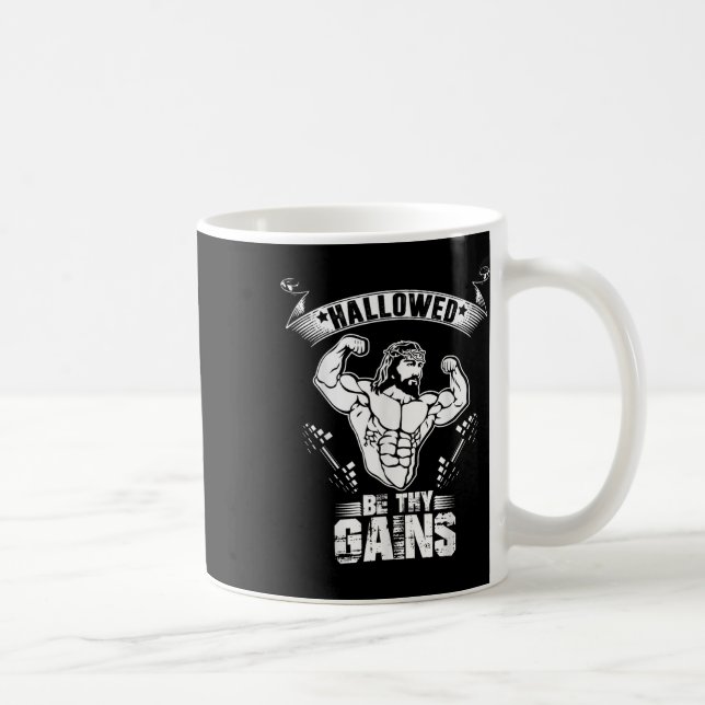 Caneca De Café Mens Jesus Bodybuilding T Shirt - Funny Jesus Weig (Direita)