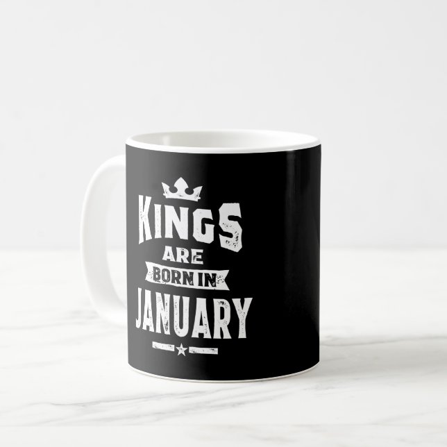 Caneca De Café Mens Kings São Nasceres Em Presentes De Aniversári (Frente Esquerda)