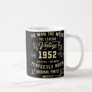 Caneca De Café Mens Man Myth Legend 1952 70 Aniversário Para 70