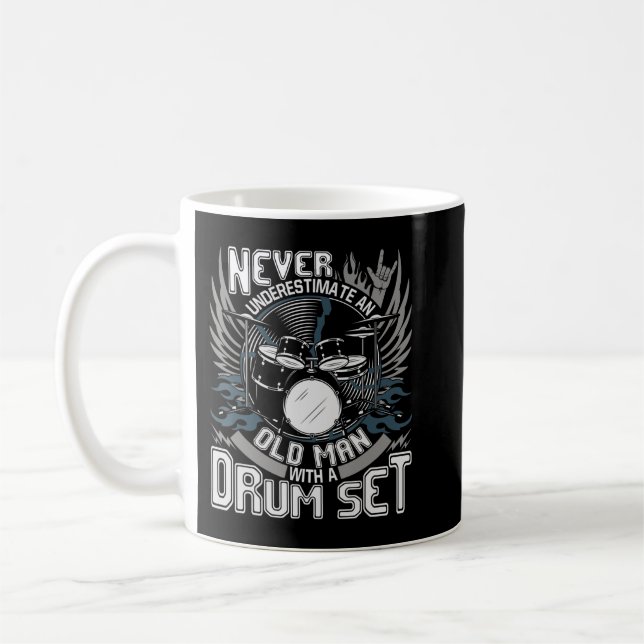 Caneca De Café Mens Never Underestimate An Old Man With A Drum Se (Esquerda)