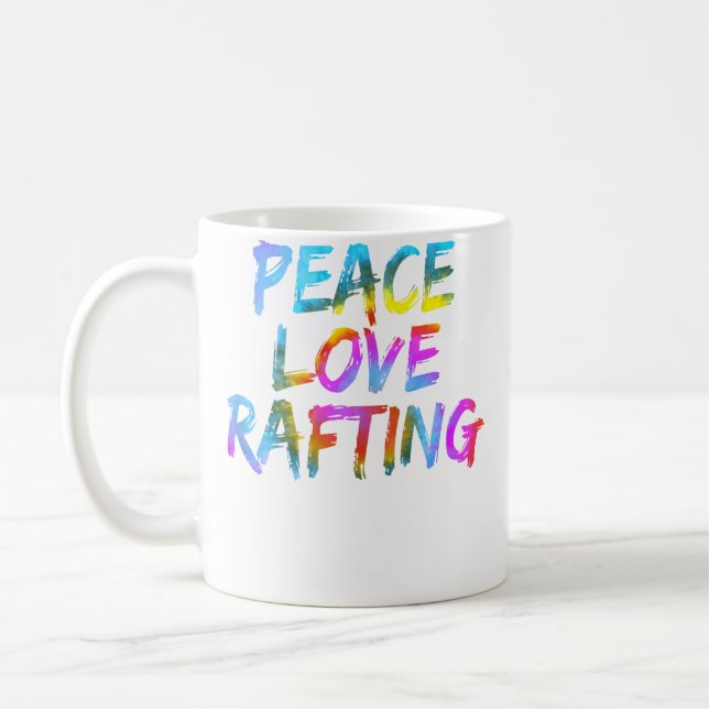 Caneca De Café Mens Rafting Outfit Spruch Raftingboot Peace Love  (Esquerda)