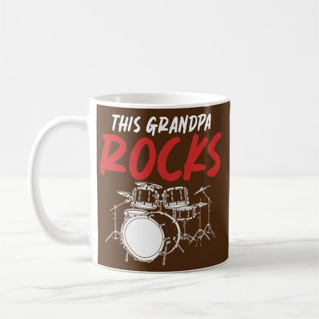 Caneca De Café Mens Reformados Vovô Drummer Rock Drummer Conjunto (Esquerda)