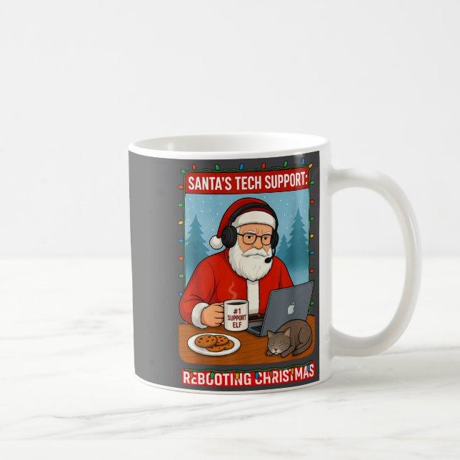 Caneca De Café mens Tech Santa s Rebooting Support (Direita)