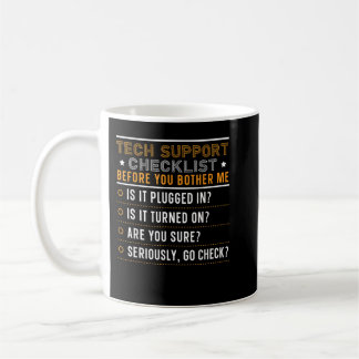 Caneca De Café Mens Tech Technical Support Checklist Computer Sys