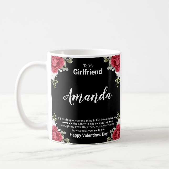 Caneca De Café Mensagem de Namorados de Nome Personalizado para N (Esquerda)
