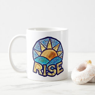 Caneca De Café Mensagem de Uplifing do Ouro Sun Rise ~