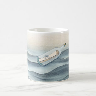 Caneca De Café Mensagem do Oceano Azul numa Garrafa