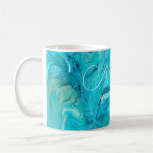 Caneca De Café Mensagem inspiradora de pintura de fluido Emerald