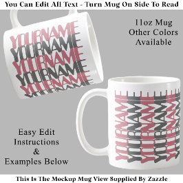 Caneca De Café Mensagem Oculta Rosa Nome Personalizado Curto Cust