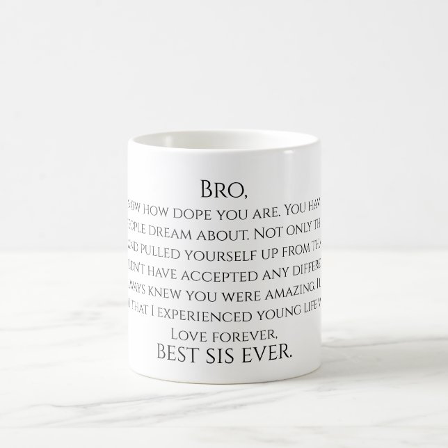 Caneca De Café Mensagem Personalizada de Irmã para Irmão (Centro)