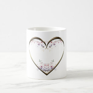 Caneca De Café Mensagem Personalizada do Heart n Flowers