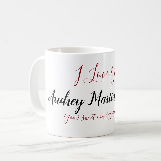 Caneca De Café mensagem personalizada "Eu te amo" (Frente Esquerda)