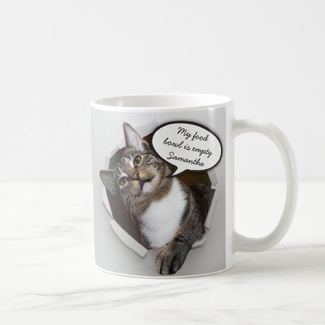 Caneca De Café Mensagem personalizada gato de interrupção (Direita)