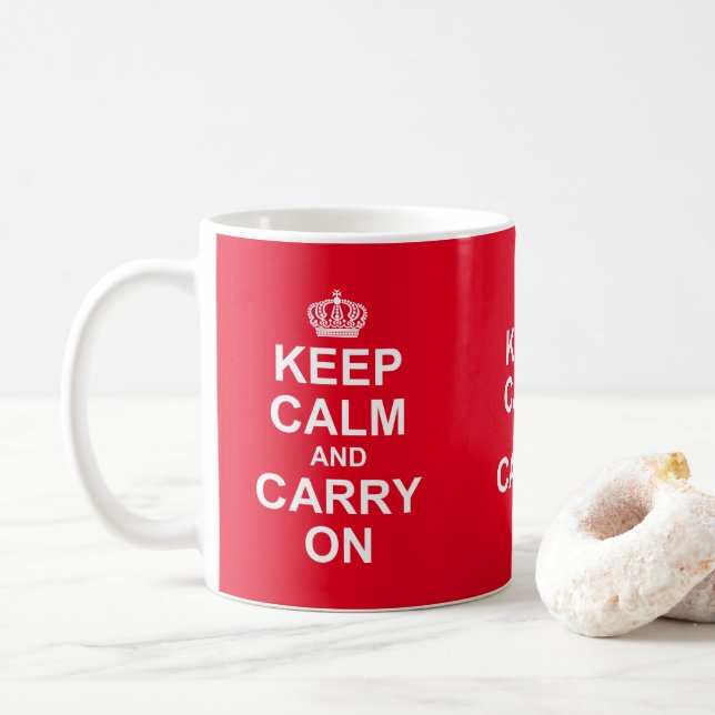 Caneca De Café Mensagem Retroativa "Manter Calma E Continuar", (Com Donut)