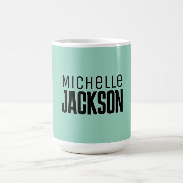 Caneca De Café Mensagem Simples de Moderno Mínimo de Seu Nome (Centro)