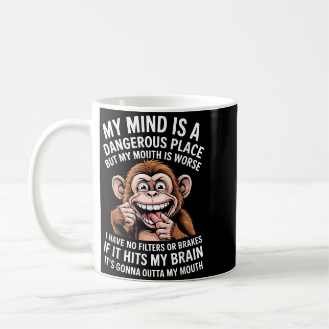 Caneca De Café Mente engraçada é um lugar perigoso Filtro Sarcást (Esquerda)