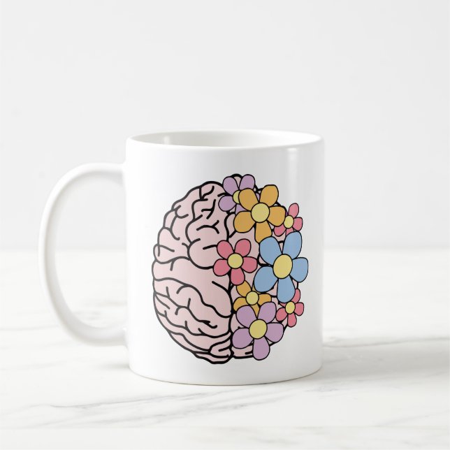 Caneca De Café Mente Floral Cérebro (Esquerda)