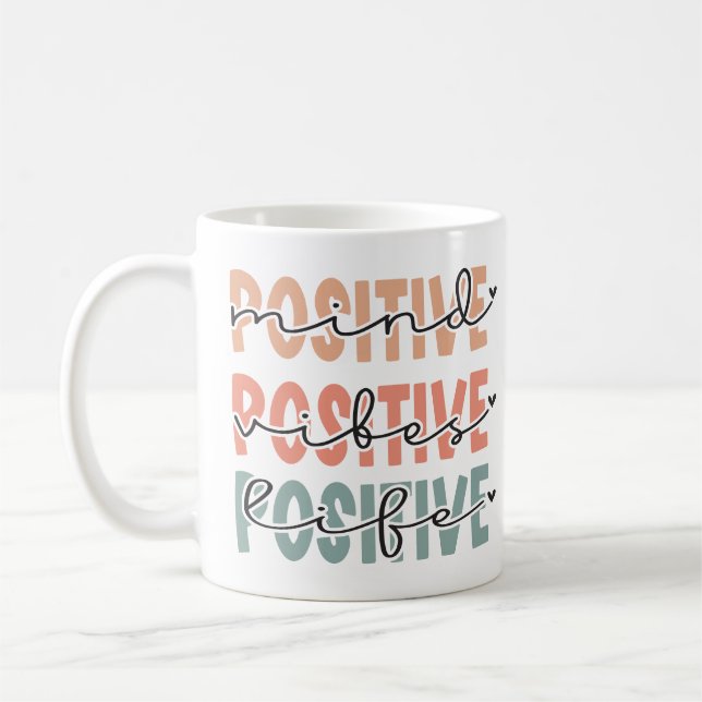Caneca De Café Mente Positiva Viba a Cotação Inspiracional de Vid (Esquerda)