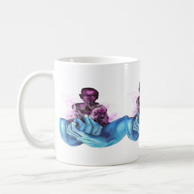 Caneca De Café Mente quieta mãos azuis (Esquerda)