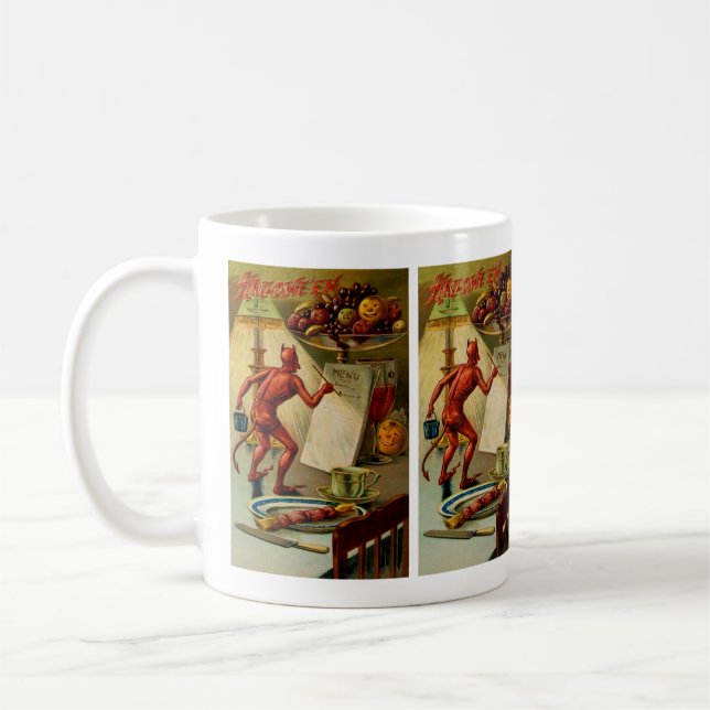 Caneca De Café Menu do Dia das Bruxas (Esquerda)