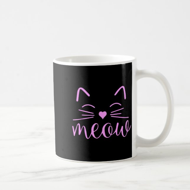 Caneca De Café Meow Cute Cat Face Funny Quote For Cat Fans  (Direita)