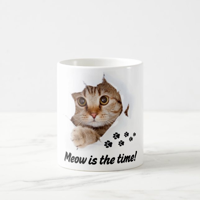 Caneca De Café Meow é o tempo - gato bonito (Centro)
