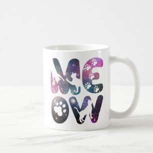 Caneca De Café Meow - Silhuettes de Gato e Design de Impressões d