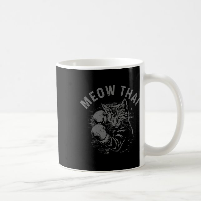 Caneca De Café Meow Thai Funny Muay Thai Boxando Gata Artes Marci (Direita)