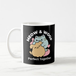 Caneca De Café Meow & Woof Perfect Toga - Gato e Cachorro Bonitos