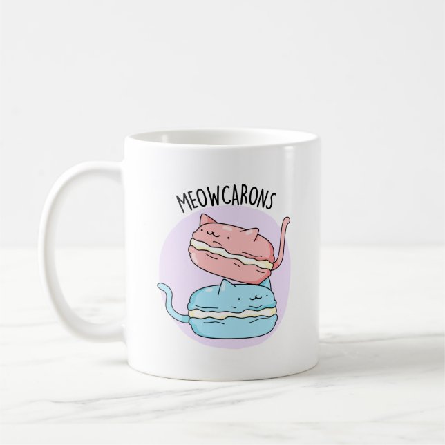 Caneca De Café Meowcarons Funny Macaron Pun (Esquerda)