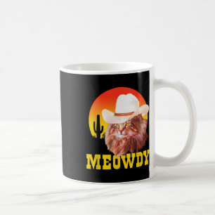 Caneca De Café Meowdy! Engraçado Música country Cat Vintage