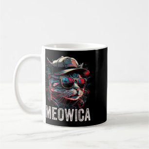 Caneca De Café Meowica 4 De Julho Gato Bandeira Americana América
