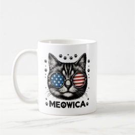 Caneca De Café Meowica Cat. 4 de julho Camisa - Amor de Gato Patr
