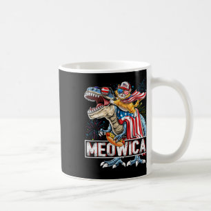Caneca De Café Meowica Cat T Rex Dinossaur 4 De Julho Americano F