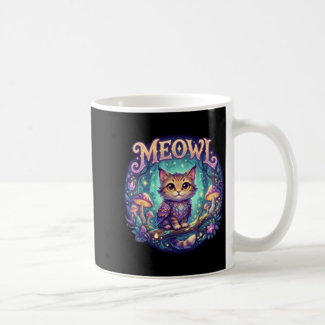 Caneca De Café Meowl Cat Owl Meme Brainrot Kids Cursed Silly Gen  (Direita)