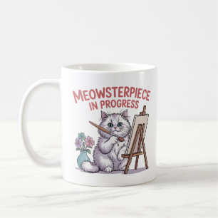 Caneca De Café Meowsterpeça em Andamento Pintura Artística Cura d