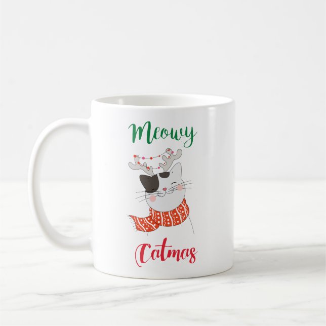 Caneca De Café Meowy Catmas, Cat Feliz Natal (Esquerda)