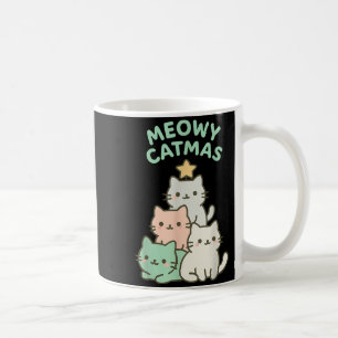 Caneca De Café Meowy Catmas Gato Árvore de Natal Kitten Fofo Nata