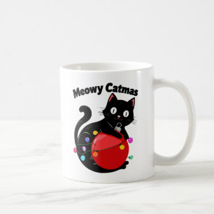 Caneca De Café Meowy Catmas - Gato com enfeite de Natal