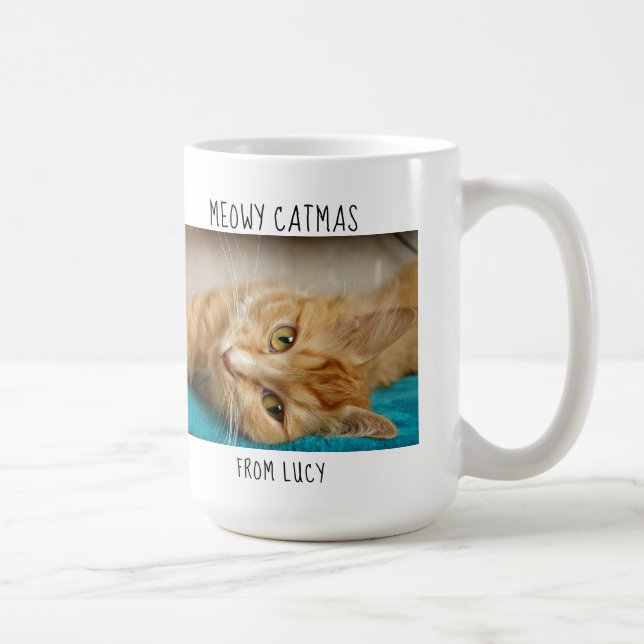 Caneca De Café Meowy Catmas, o maior gato do mundo, foto do nome  (Direita)