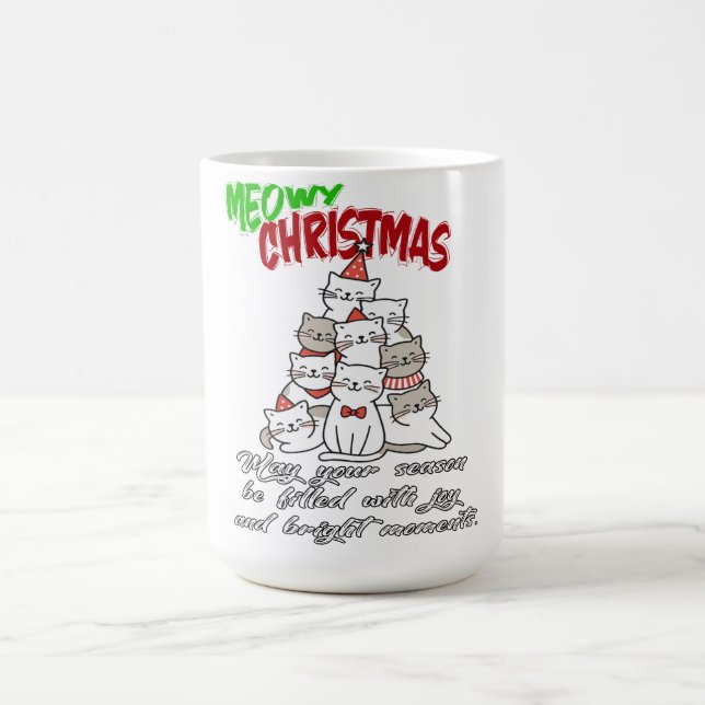 Caneca De Café Meowy Christmas Cat – Cute Holiday Cat Lovers Mug (Centro)