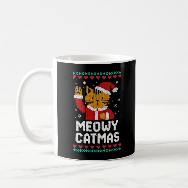 Caneca De Café Meowy Natal Felino (Esquerda)