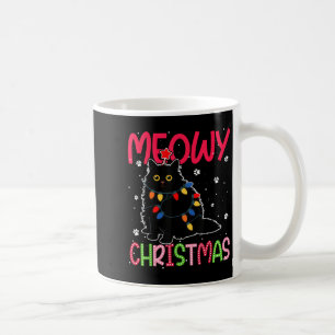 Caneca De Café Meowy Natal Xmas Luz Negra Gato Pijamas Fami