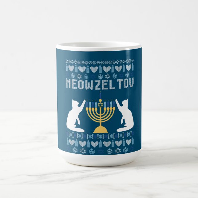 Caneca De Café Meowzel Tov Chanukah (Centro)
