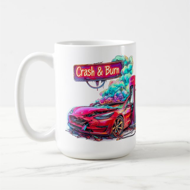 Caneca De Café Mercado de ações: queda e queima, musk de elon EV, (Esquerda)