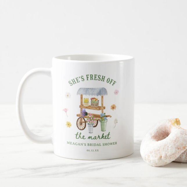 Caneca De Café Mercado de Flores Frescas do Mercado Chá de Bebê (Com Donut)