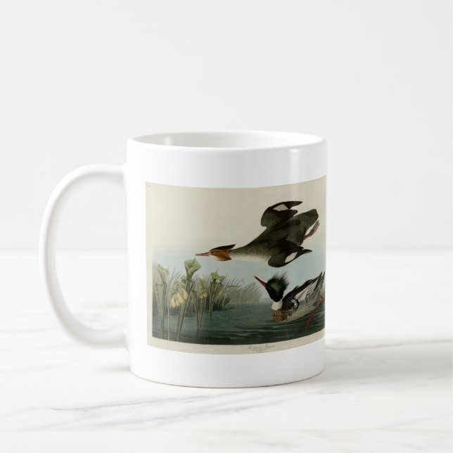Caneca De Café Merganser de mamas vermelhas, o Pássaro da América (Esquerda)