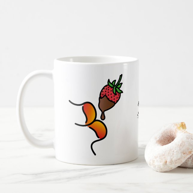 Caneca De Café mergulhando muack!! Morango e Chocolate (Com Donut)
