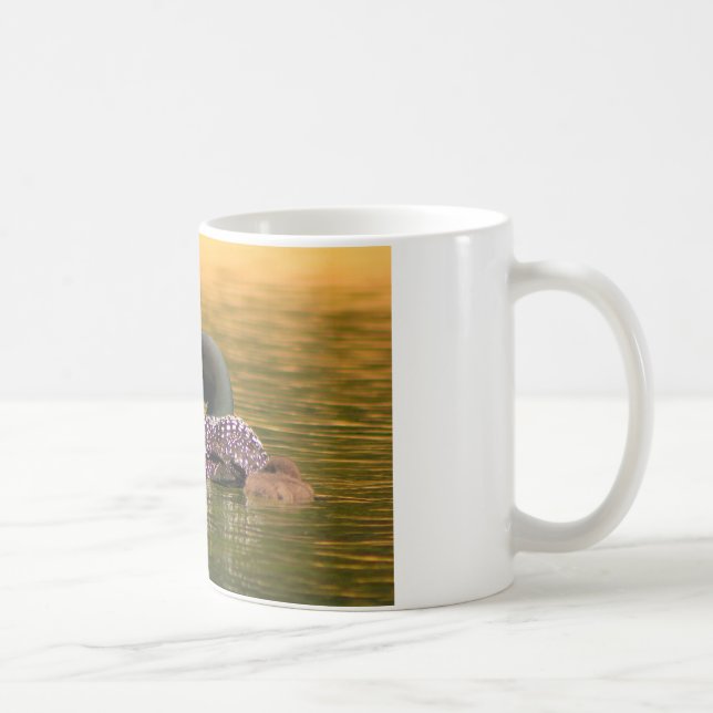 Caneca De Café Mergulhão-do-norte comum com 2 pintinhos (Direita)